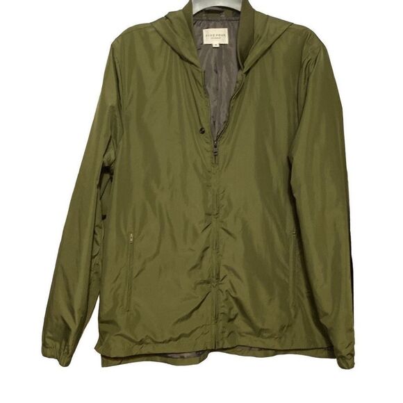 Five Four Los Angeles Men's Slater Olive Green Windbreaker Jacket, Hooded, Line - Picture 1 of 12
